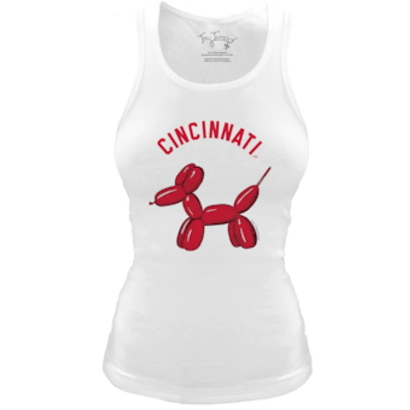 Women's Tiny Turnip White Cincinnati Reds Fitted Balloon Dog Tri-Blend Tank Top
