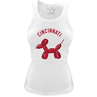 Women's Tiny Turnip White Cincinnati Reds Fitted Balloon Dog Tri-Blend Tank Top