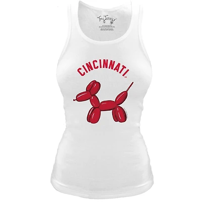 Women's Tiny Turnip White Cincinnati Reds Fitted Balloon Dog Tri-Blend Tank Top