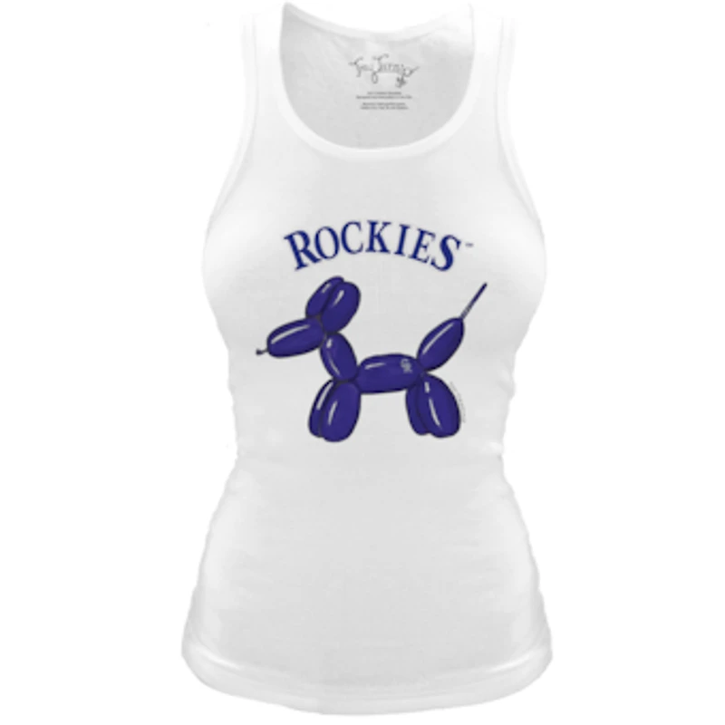 Women's Tiny Turnip White Colorado Rockies Fitted Balloon Dog Tri-Blend Tank Top