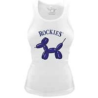 Women's Tiny Turnip White Colorado Rockies Fitted Balloon Dog Tri-Blend Tank Top