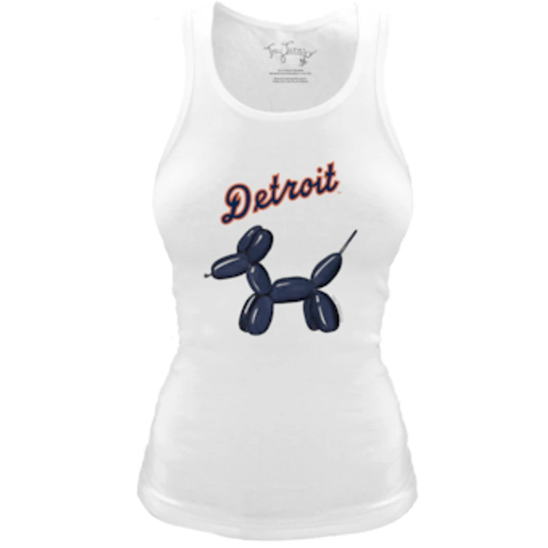 Women's Tiny Turnip White Detroit Tigers Fitted Balloon Dog Tri-Blend Tank Top
