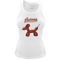 Women's Tiny Turnip White Houston Astros Fitted Balloon Dog Tri-Blend Tank Top
