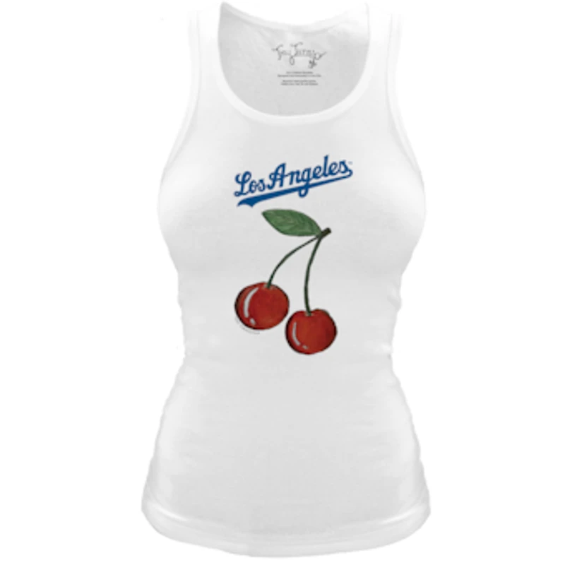 Women's Tiny Turnip White Los Angeles Dodgers Fitted Cherries Tri-Blend Tank Top