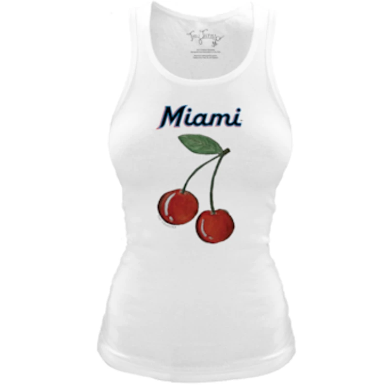 Women's Tiny Turnip White Miami Marlins Fitted Cherries Tri-Blend Tank Top