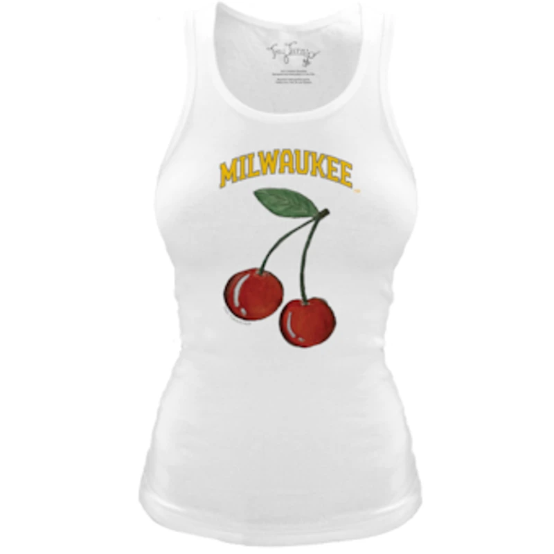 Women's Tiny Turnip White Milwaukee Brewers Fitted Cherries Tri-Blend Tank Top