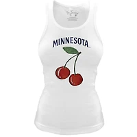 Women's Tiny Turnip White Minnesota Twins Fitted Cherries Tri-Blend Tank Top