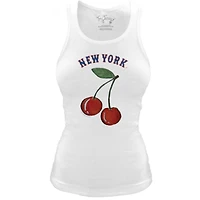 Women's Tiny Turnip White New York Mets Fitted Cherries Tri-Blend Tank Top