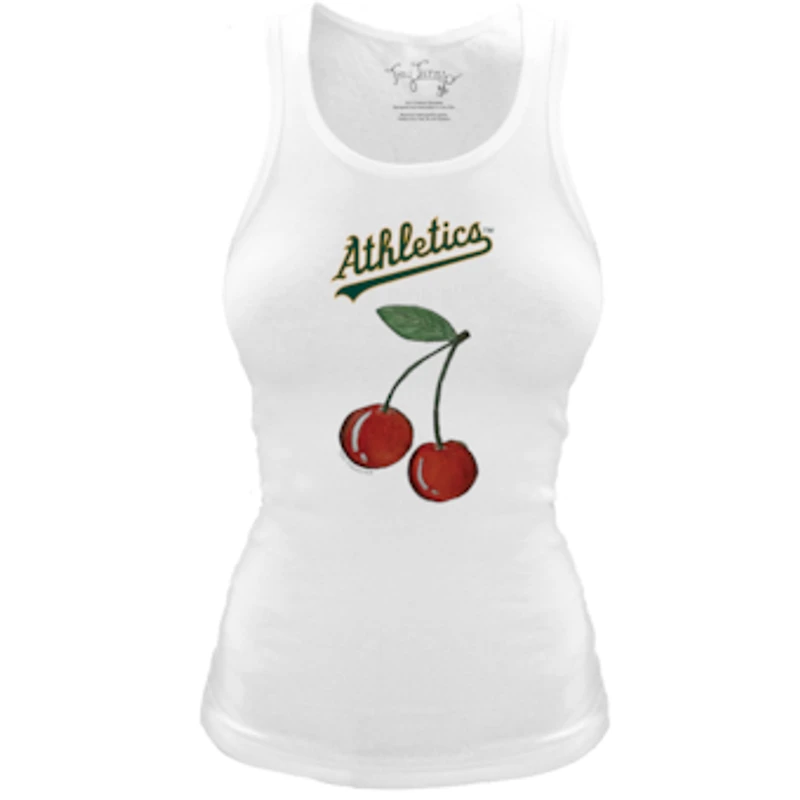 Women's Tiny Turnip White Oakland Athletics Fitted Cherries Tri-Blend Tank Top