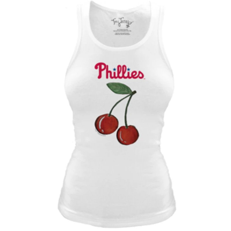 Women's Tiny Turnip White Philadelphia Phillies Fitted Cherries Tri-Blend Tank Top