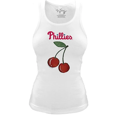 Women's Tiny Turnip White Philadelphia Phillies Fitted Cherries Tri-Blend Tank Top
