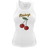 Women's Tiny Turnip White Pittsburgh Pirates Fitted Cherries Tri-Blend Tank Top