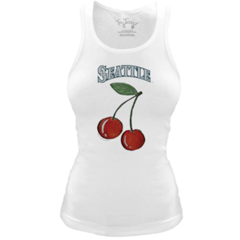 Women's Tiny Turnip White Seattle Mariners Fitted Cherries Tri-Blend Tank Top