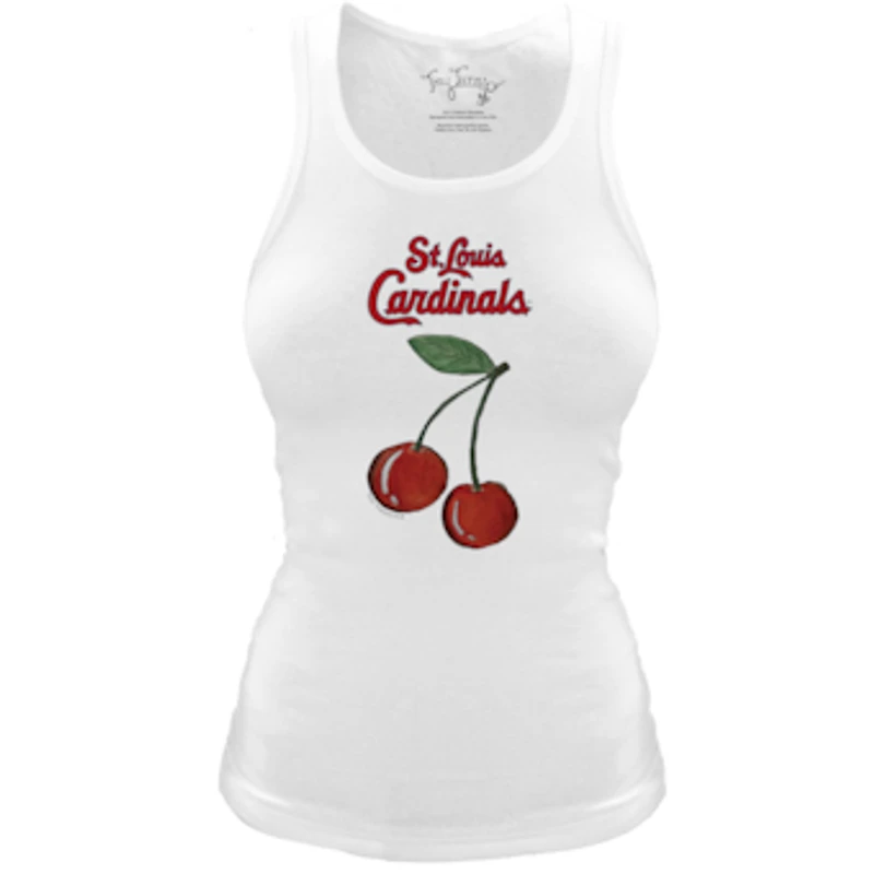 Women's Tiny Turnip White St. Louis Cardinals Fitted Cherries Tri-Blend Tank Top