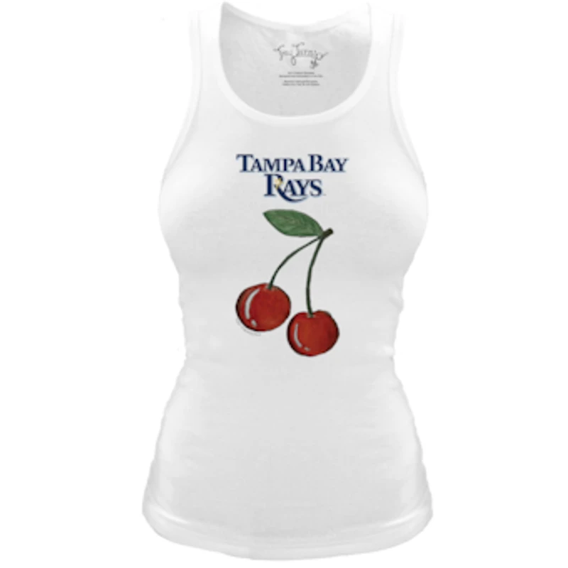 Women's Tiny Turnip White Tampa Bay Rays Fitted Cherries Tri-Blend Tank Top
