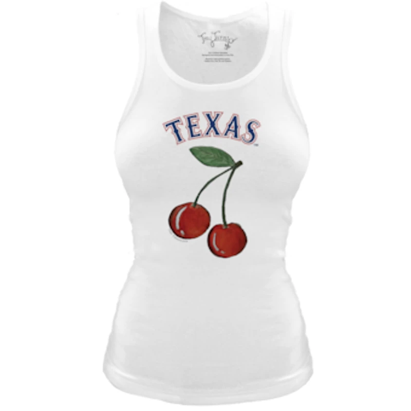 Women's Tiny Turnip White Texas Rangers Fitted Cherries Tri-Blend Tank Top