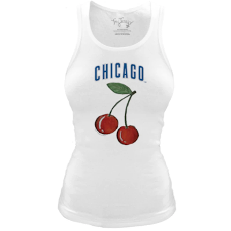 Women's Tiny Turnip White Chicago Cubs Fitted Cherries Tri-Blend Tank Top