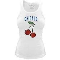 Women's Tiny Turnip White Chicago Cubs Fitted Cherries Tri-Blend Tank Top