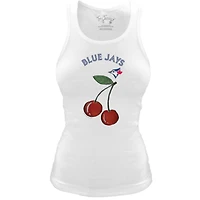 Women's Tiny Turnip White Toronto Blue Jays Fitted Cherries Tri-Blend Tank Top