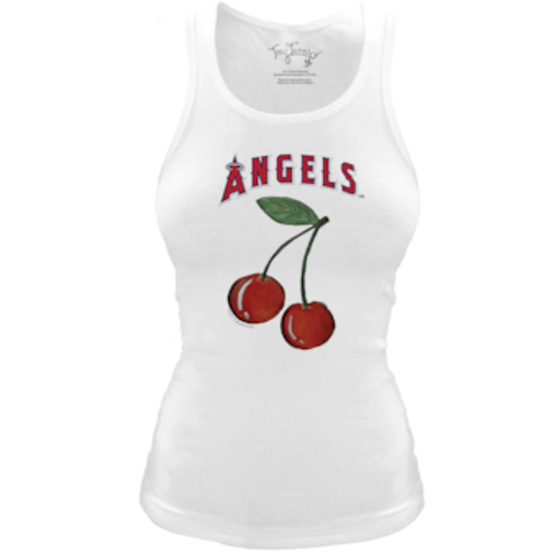 Women's Tiny Turnip White Los Angeles Angels Fitted Cherries Tri-Blend Tank Top