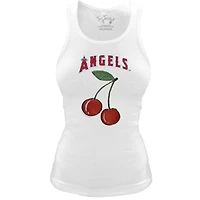 Women's Tiny Turnip White Los Angeles Angels Fitted Cherries Tri-Blend Tank Top