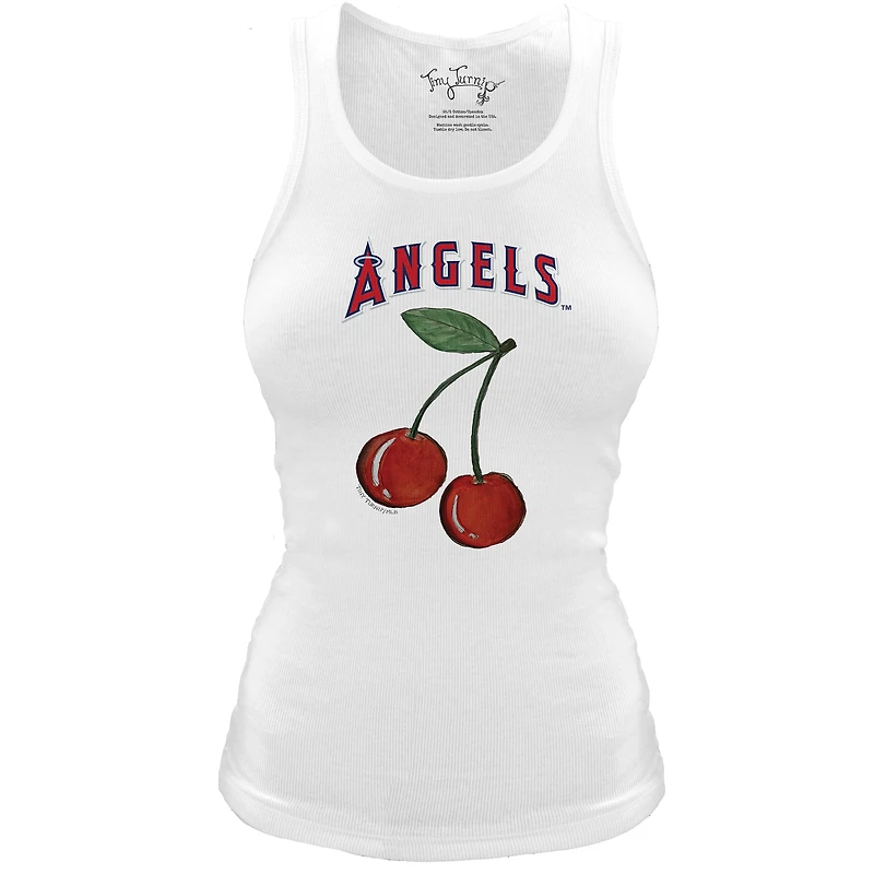 Women's Tiny Turnip White Los Angeles Angels Fitted Cherries Tri-Blend Tank Top