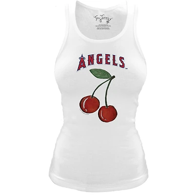 Women's Tiny Turnip White Los Angeles Angels Fitted Cherries Tri-Blend Tank Top