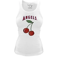 Women's Tiny Turnip White Los Angeles Angels Fitted Cherries Tri-Blend Tank Top