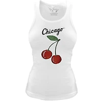 Women's Tiny Turnip White Chicago Sox Fitted Cherries Tri-Blend Tank Top
