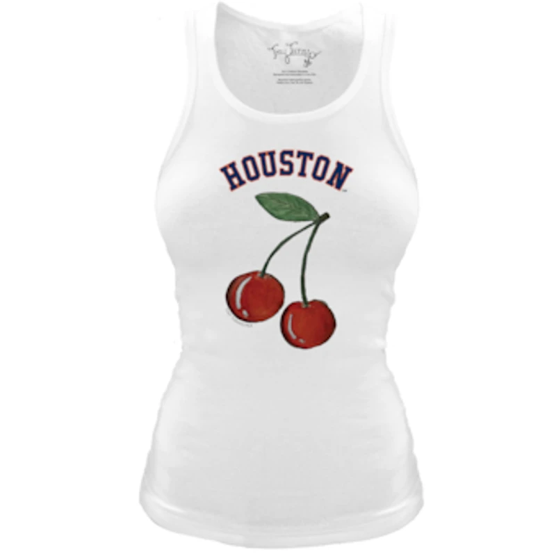 Women's Tiny Turnip White Houston Astros Fitted Cherries Tri-Blend Tank Top