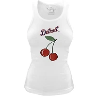 Women's Tiny Turnip White Detroit Tigers Fitted Cherries Tri-Blend Tank Top