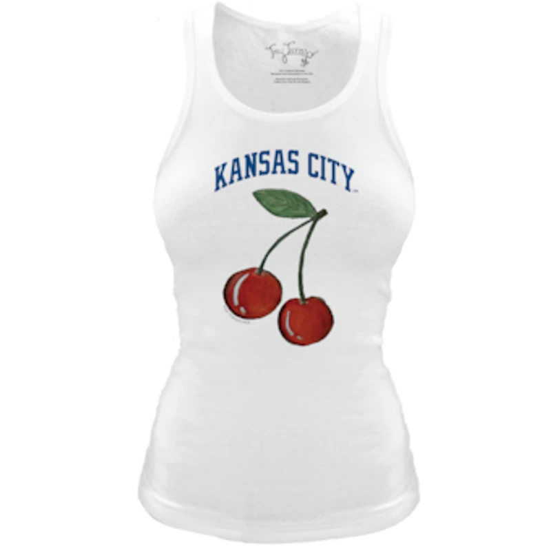 Women's Tiny Turnip White Kansas City Royals Fitted Cherries Tri-Blend Tank Top