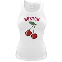 Women's Tiny Turnip White Boston Red Sox Fitted Cherries Tri-Blend Tank Top