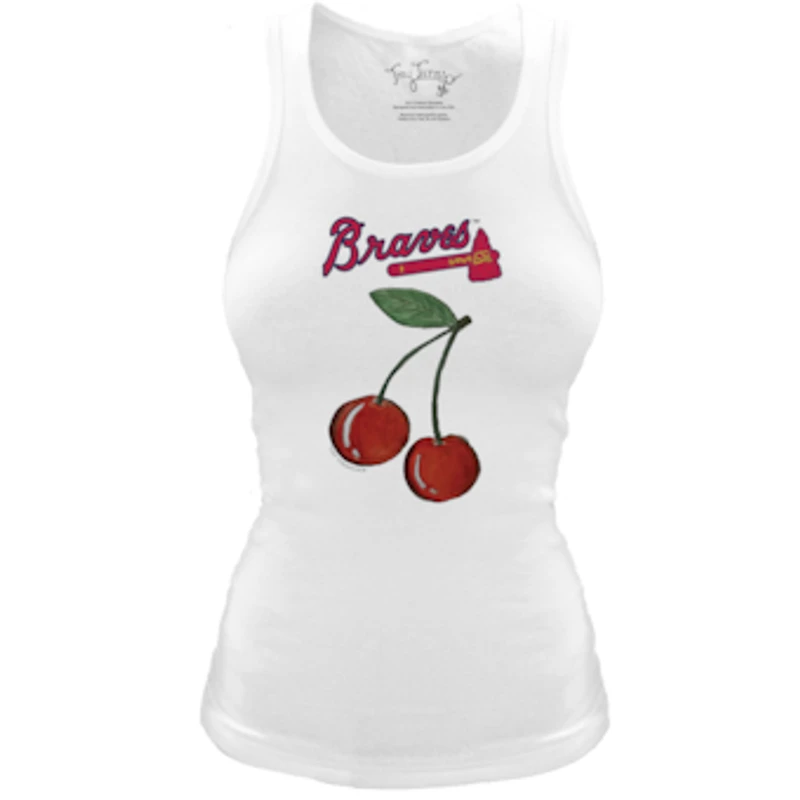 Women's Tiny Turnip White Atlanta Braves Fitted Cherries Tri-Blend Tank Top