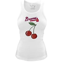 Women's Tiny Turnip White Atlanta Braves Fitted Cherries Tri-Blend Tank Top
