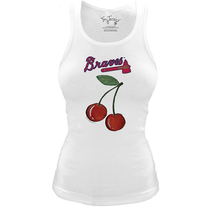 Women's Tiny Turnip White Atlanta Braves Fitted Cherries Tri-Blend Tank Top