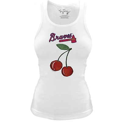 Women's Tiny Turnip White Atlanta Braves Fitted Cherries Tri-Blend Tank Top