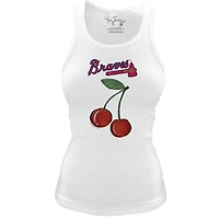 Women's Tiny Turnip White Atlanta Braves Fitted Cherries Tri-Blend Tank Top
