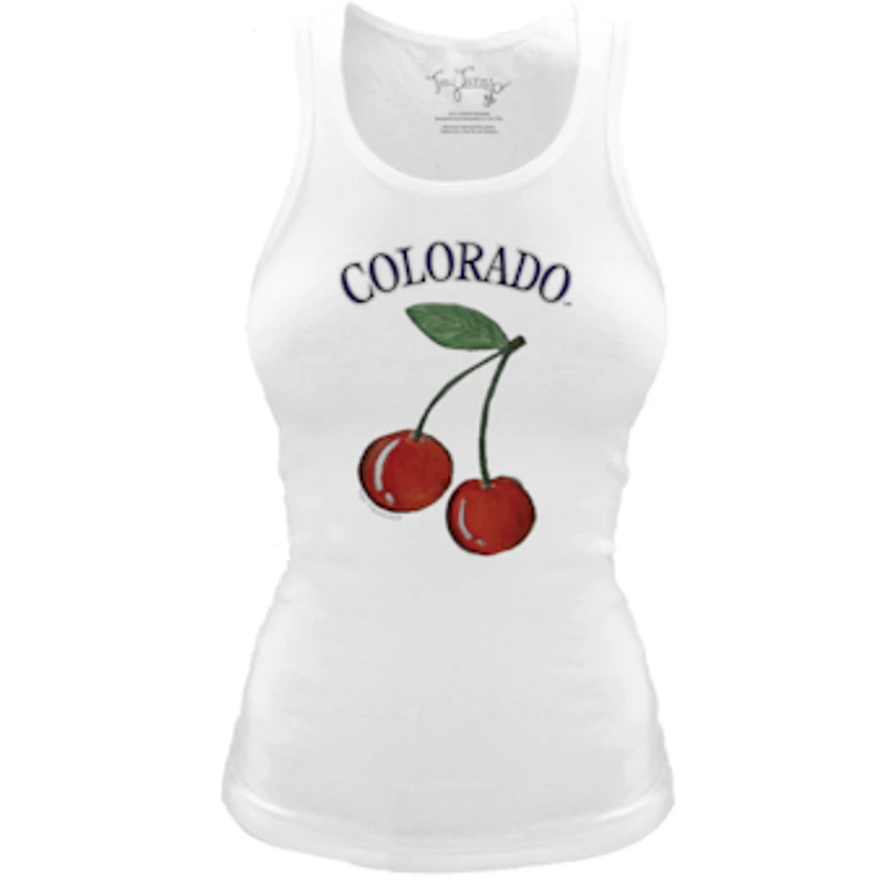 Women's Tiny Turnip White Colorado Rockies Fitted Cherries Tri-Blend Tank Top