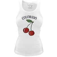 Women's Tiny Turnip White Colorado Rockies Fitted Cherries Tri-Blend Tank Top