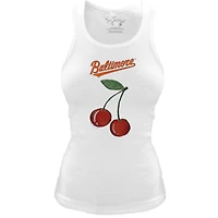 Women's Tiny Turnip White Baltimore Orioles Fitted Cherries Tri-Blend Tank Top