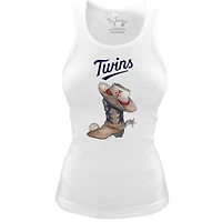 Women's Tiny Turnip White Minnesota Twins Fitted Vintage Cowboy Boot Tri-Blend Tank Top