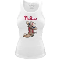 Women's Tiny Turnip White Philadelphia Phillies Fitted Vintage Cowboy Boot Tri-Blend Tank Top
