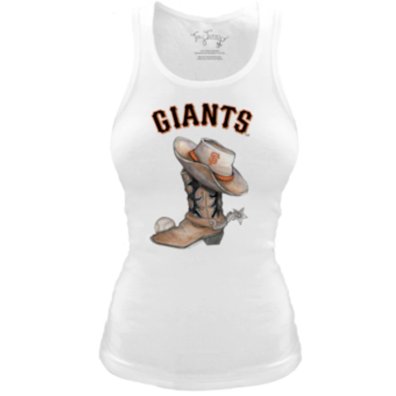 Women's Tiny Turnip White San Francisco Giants Fitted Vintage Cowboy Boot Tri-Blend Tank Top
