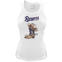 Women's Tiny Turnip White Texas Rangers Fitted Vintage Cowboy Boot Tri-Blend Tank Top