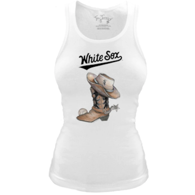 Women's Tiny Turnip White Chicago White Sox Fitted Vintage Cowboy Boot Tri-Blend Tank Top