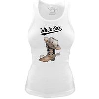 Women's Tiny Turnip White Chicago White Sox Fitted Vintage Cowboy Boot Tri-Blend Tank Top