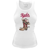 Women's Tiny Turnip White Cincinnati Reds Fitted Vintage Cowboy Boot Tri-Blend Tank Top