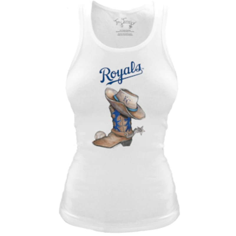 Women's Tiny Turnip White Kansas City Royals Fitted Vintage Cowboy Boot Tri-Blend Tank Top