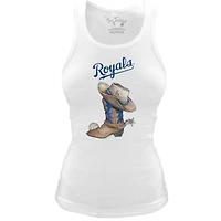 Women's Tiny Turnip White Kansas City Royals Fitted Vintage Cowboy Boot Tri-Blend Tank Top